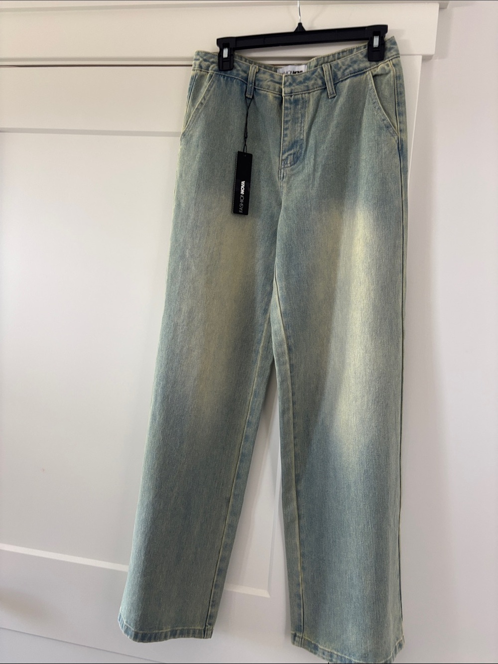 Fashion Nova "Always Pressed" Baggy Wide Leg Jeans.